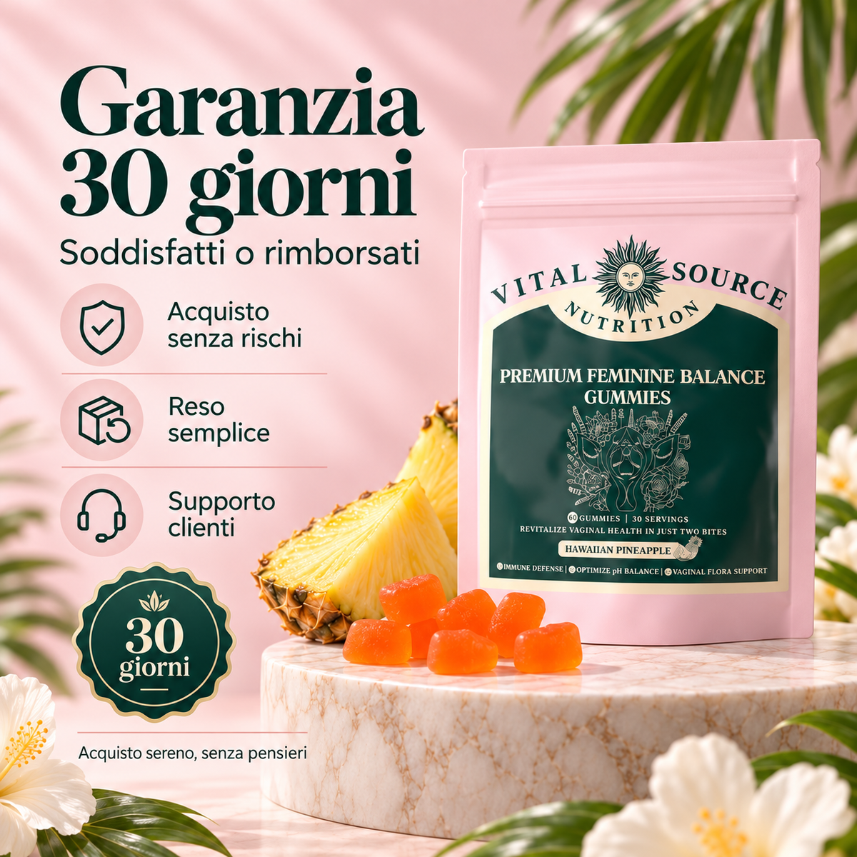 Gomme probiotiche all'ananas