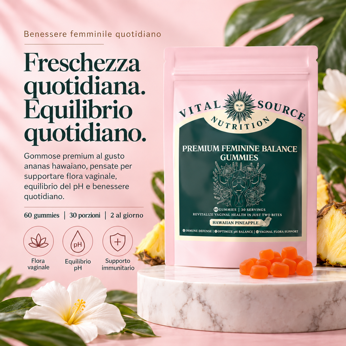 Gomme probiotiche all'ananas