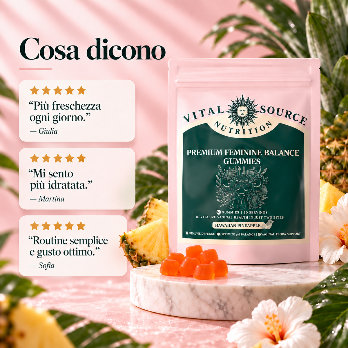 Gomme probiotiche all'ananas