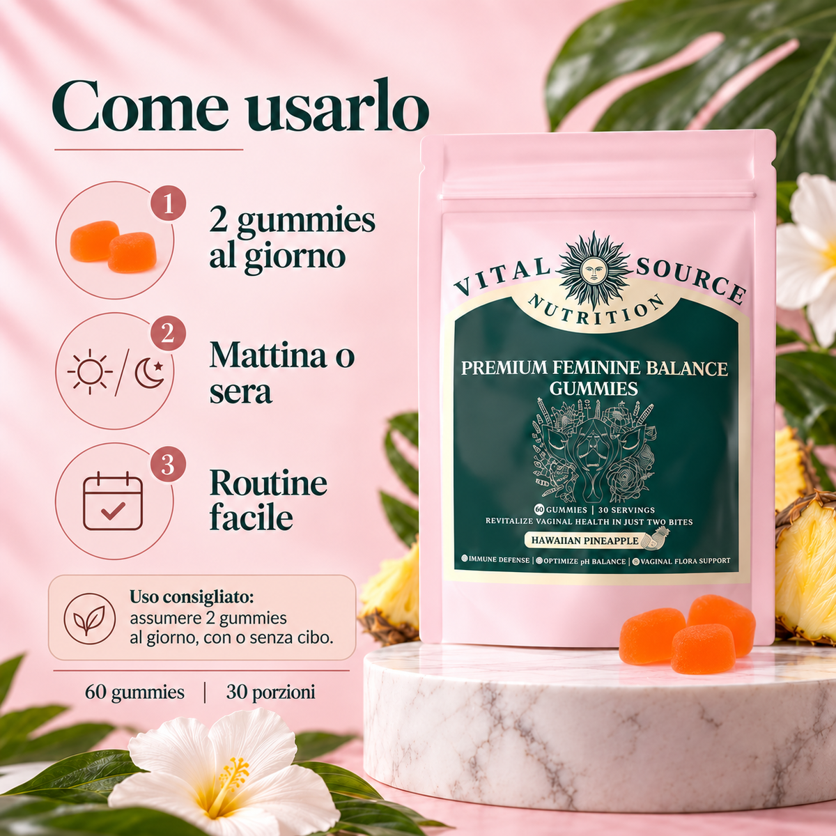 Gomme probiotiche all'ananas